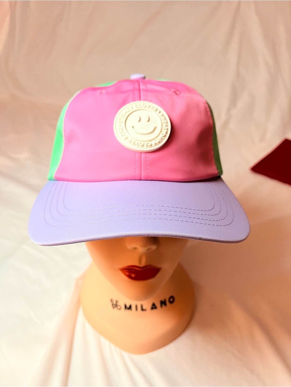 Stoney Clover Lane BTS24 Premium Nylon Pastel Smiley Face Hat NWT OS